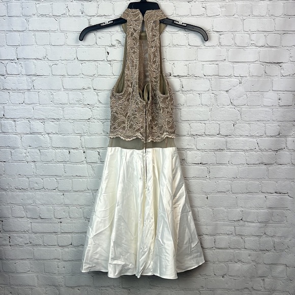 City Studio Lace Detail Sheer Waist Halter Dress Juniors Size 0 - Picture 6 of 8